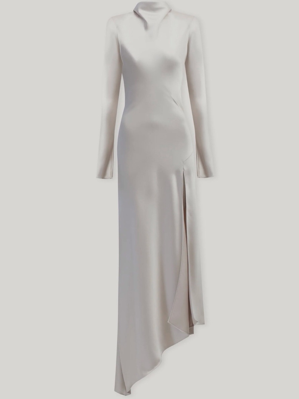 The New Arrivals Ilkyaz Ozel Bianca Asymmetrical Satin Maxi Dress